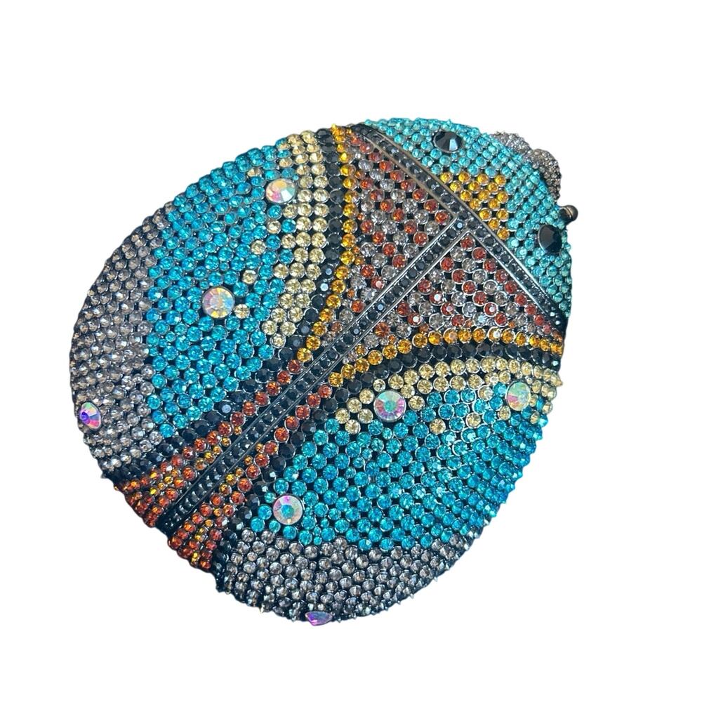 Natasha Jeweled Ladybug Clutch Crossbody | Rhinestone Statement Bag | Evening